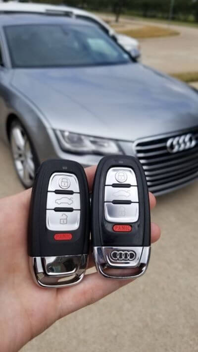 Our car locksmith made a spare smart key for the 2014 Audi A7 in the Rice Military area in Houston, TX.