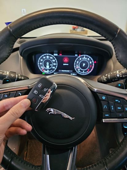 All keys were lost to the 2019 Jaguar F Pace and Car Key Guy locksmith made a key replacement on the spot for the client in Houston Heights.