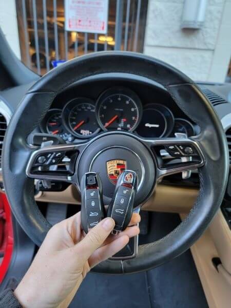 The extra smart key was programmed for the 2016 Porsche Cayenne in the Woodlands, TX.