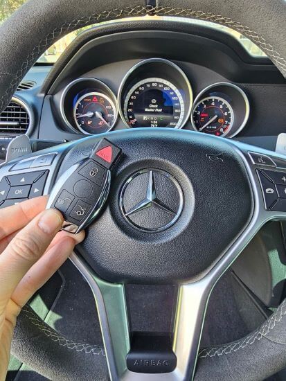 The client in Cypress, TX contacted our car locksmith for a lost key replacement for the 2014 Mercedes C63.
